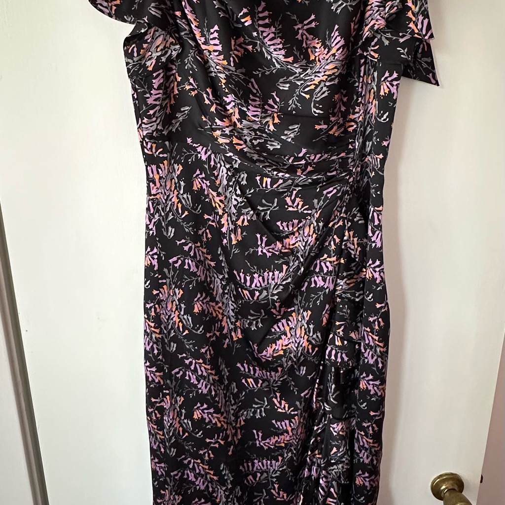 Cinq A Sept Purple And Black Floral Dress